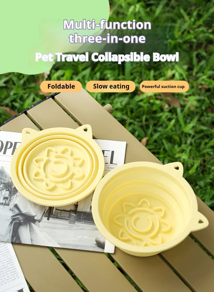 3-in-1 Collapsible Slow Feeder Travel Bowl