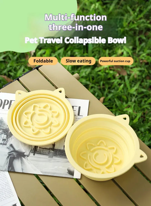 3-in-1 Collapsible Slow Feeder Travel Bowl