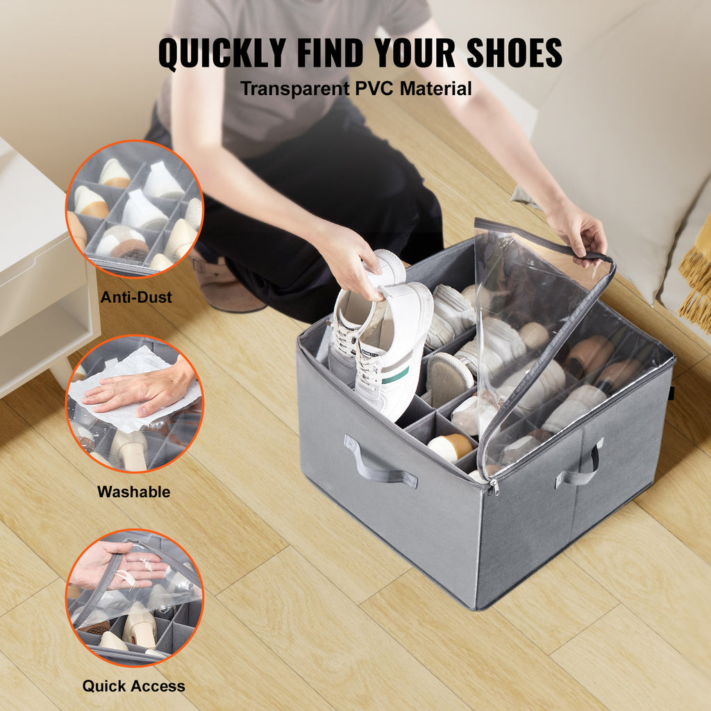 Under-Bed Shoe Organizer (16 Compartments)