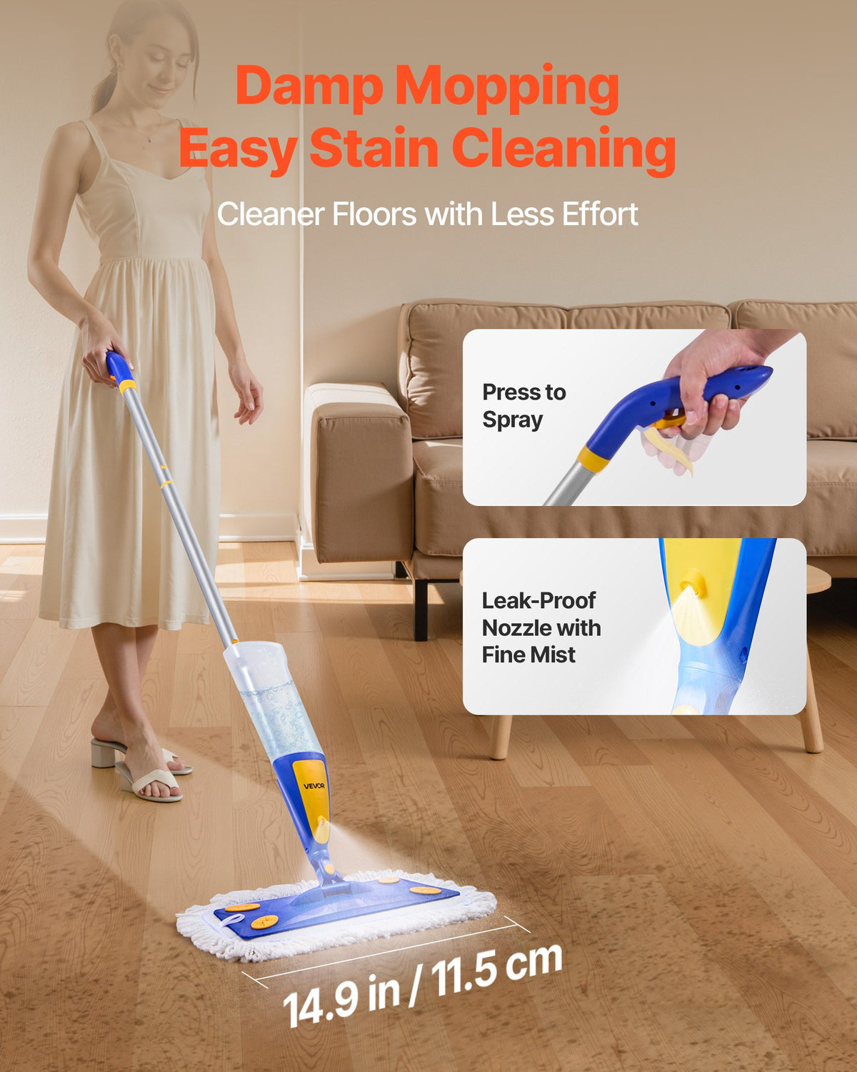 Spray Mop with Refillable Tank & 3 Pads