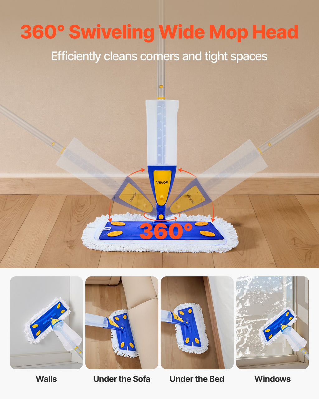 Spray Mop with Refillable Tank & 3 Pads