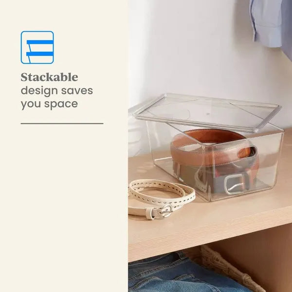 4L Stackable Clear Storage Bin with Lid