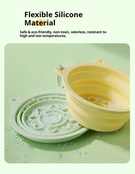 3-in-1 Collapsible Slow Feeder Travel Bowl