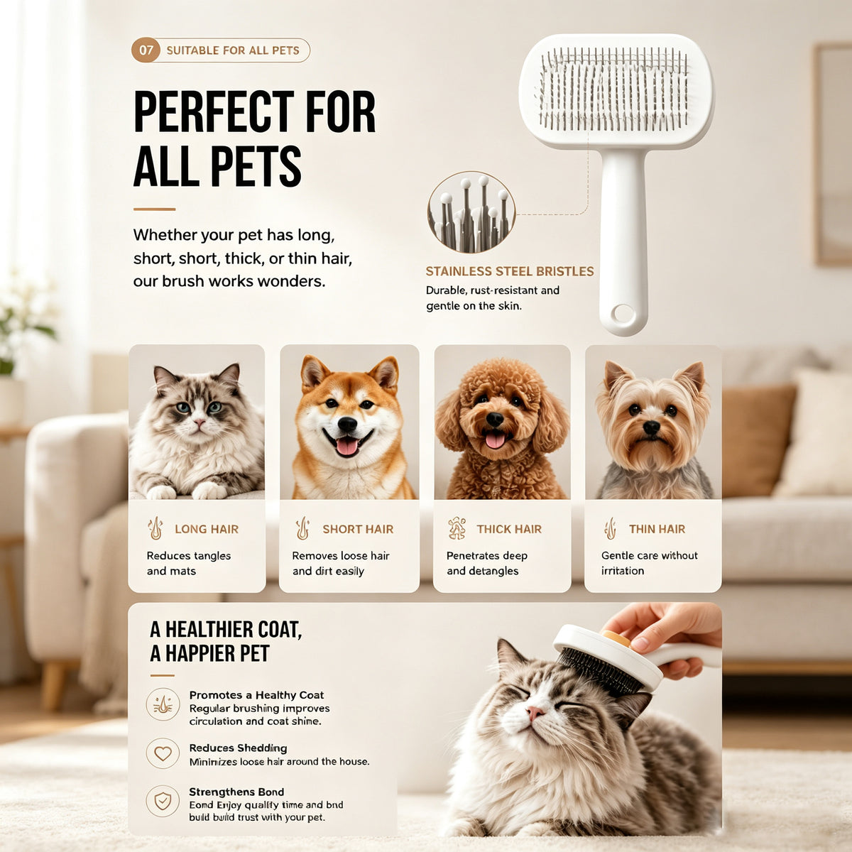 Self-Cleaning Slicker Brush