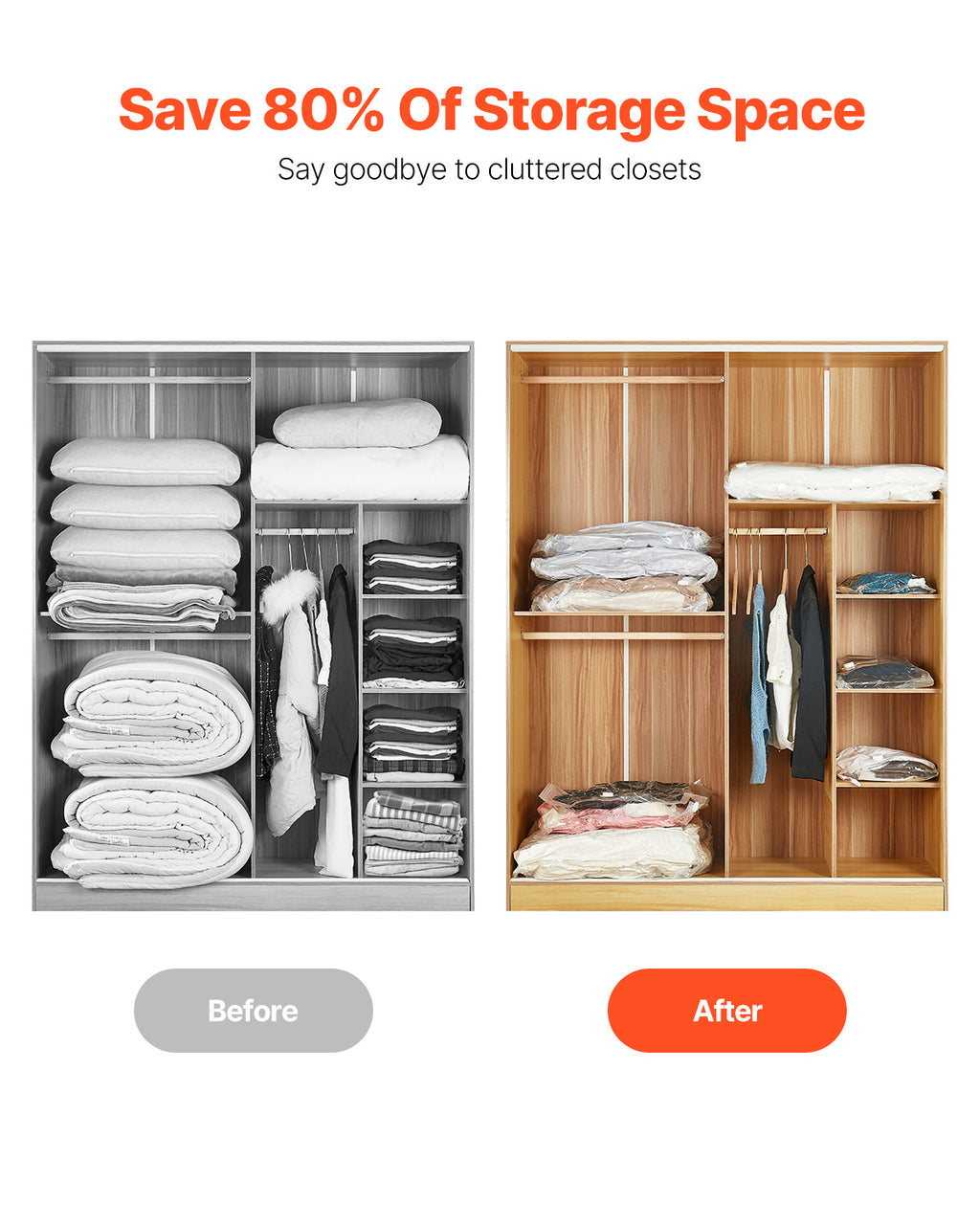 Space-Saver Vacuum Storage Bags (20 Pack + Hand Pump)