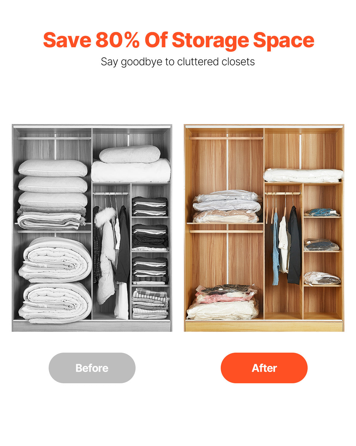 Space-Saver Vacuum Storage Bags (20 Pack + Hand Pump)